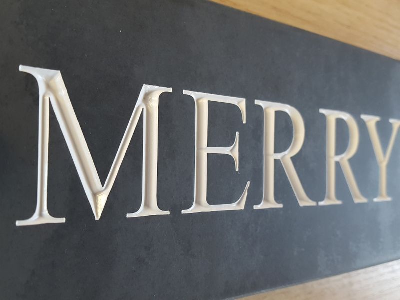 Slate five bar gate sign 450mm x 85mm close-up - personalised engraved plaque UK