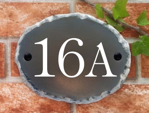 Small Rustic Oval Number Sign - 180mm x 140mm - House Sign Shop