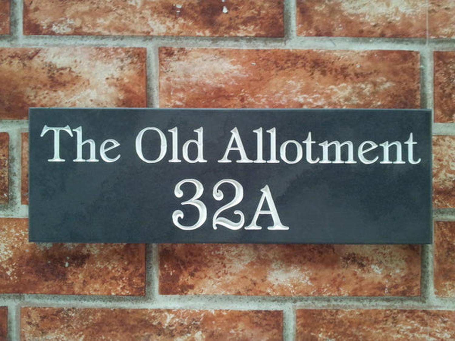Custom slate address sign with paint inlay - personalised engraved address plaque UK