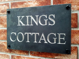 Solid slate house name sign / address plate  300mm x 200mm - House Sign Shop