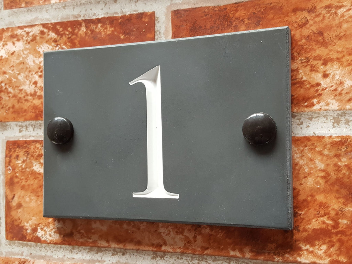 Economy house number sign budget example - cheap personalised plaque UK