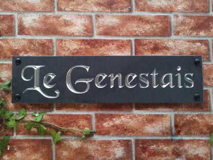 Slate house sign 500mm x 125mm example - custom engraved address plaque UK