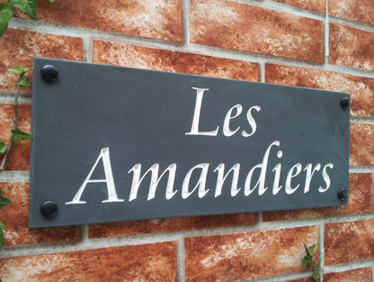 Slate house sign 400mm x 150mm - personalised engraved address plaque UK