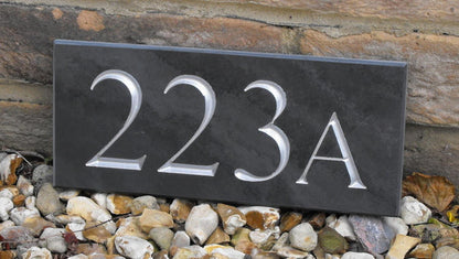 Bespoke slate door number plaque for four digits - custom house number sign 240mm UK