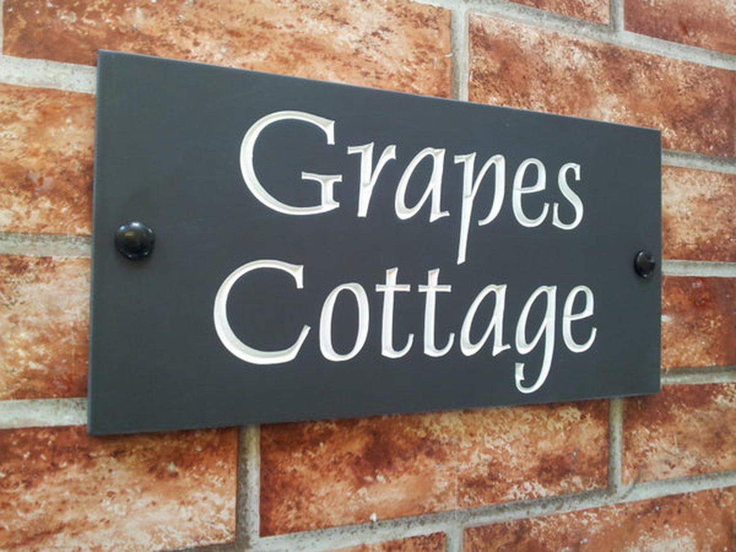 Personalised engraved slate house sign 300mm x 150mm - custom name plaque UK handcrafted