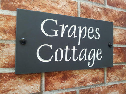 Personalised engraved slate house sign 300mm x 150mm - custom name plaque UK handcrafted