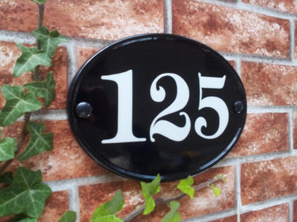 Bespoke medium oval house number sign - custom cast iron effect door number plaque UK
