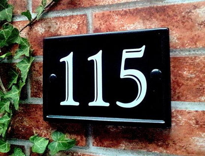 Bespoke classic rectangle house number - custom cast iron effect door number plaque UK