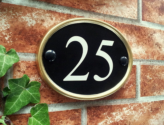 Small classic oval house number sign 150mm - personalised cast iron style door number plaque UK