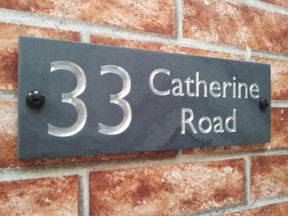 Bespoke slate engraved home address sign - custom traditional address plaque UK
