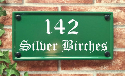 Personalised small classic rectangle house sign 298mm - custom reflective address plaque UK handcrafted