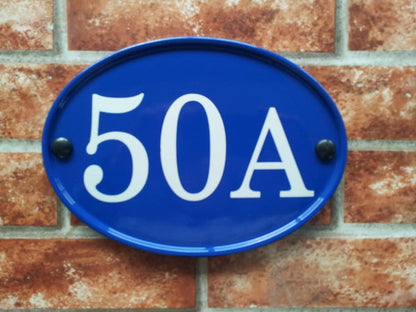 Custom medium classic oval sign with reflective text - personalised number plaque UK