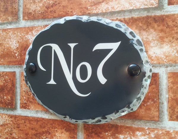 Small Rustic Oval Number Sign - 180mm x 140mm - House Sign Shop