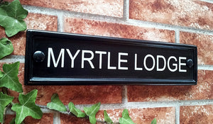 Small classic rectangle house name sign - 292mm x 70mm; 11.5 inches x 2.75 inches - House Sign Shop