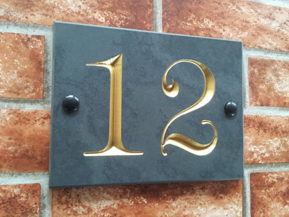 Bespoke slate door number plaque for two digits - custom house number sign 140mm UK