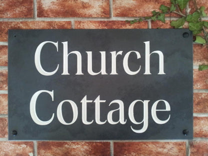 Personalised slate house sign 500mm - custom address plaque with silver inlay UK handcrafted