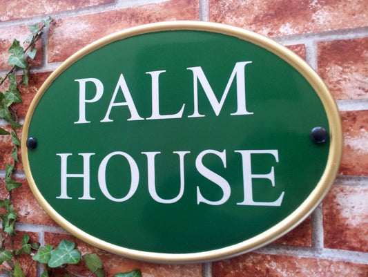 Extra large classic oval house sign 368mm x 254mm - personalised cast iron style name plaque UK