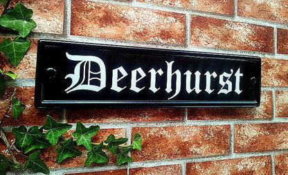 Bespoke medium rectangle house name sign - custom cast iron effect address plaque UK
