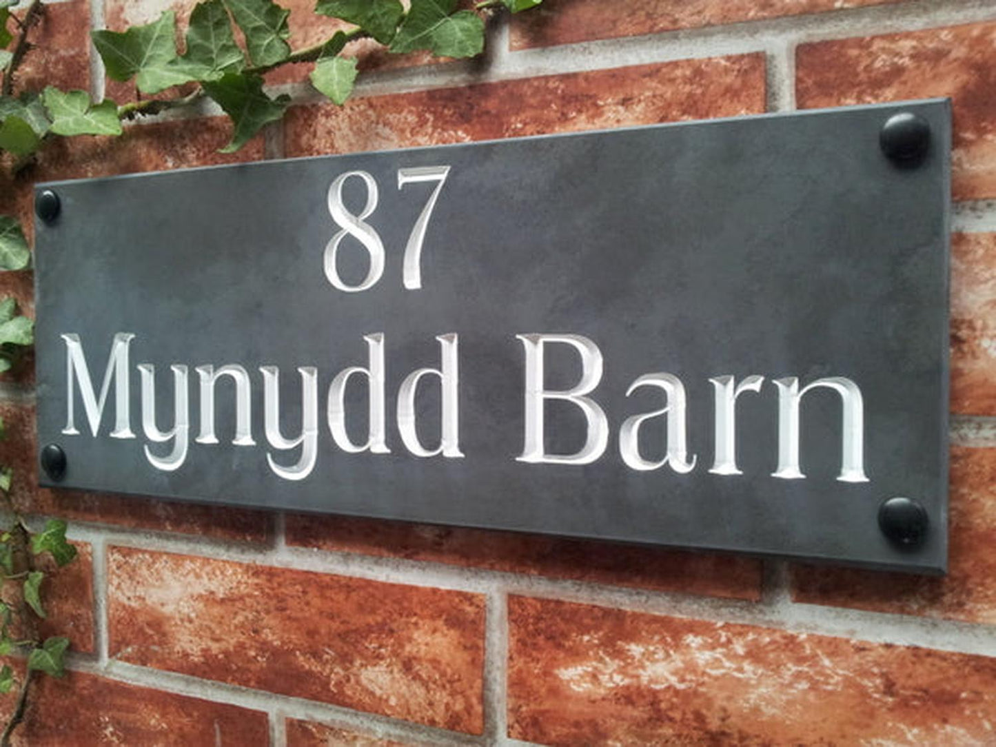 Slate house sign 400mm x 150mm example - custom engraved address plaque UK