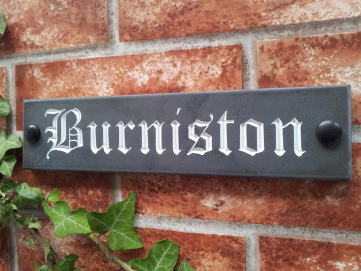 Personalised slate house name sign 250mm compact - custom engraved address plaque UK