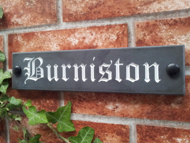 Engraved slate house name sign / address plaque  250 x 60 - House Sign Shop