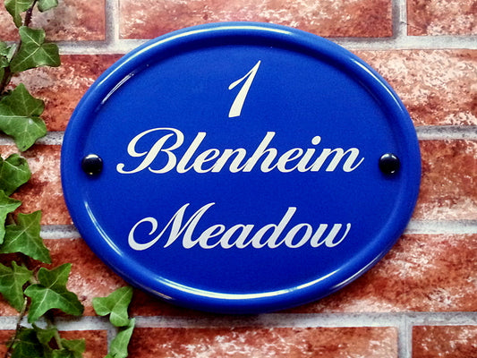 Personalised large classic oval house sign - custom reflective name plaque UK handcrafted