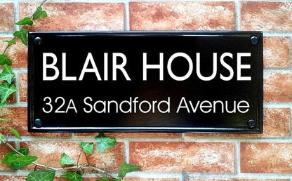 Bespoke large multi-line rectangle house sign - custom cast iron effect address plaque UK