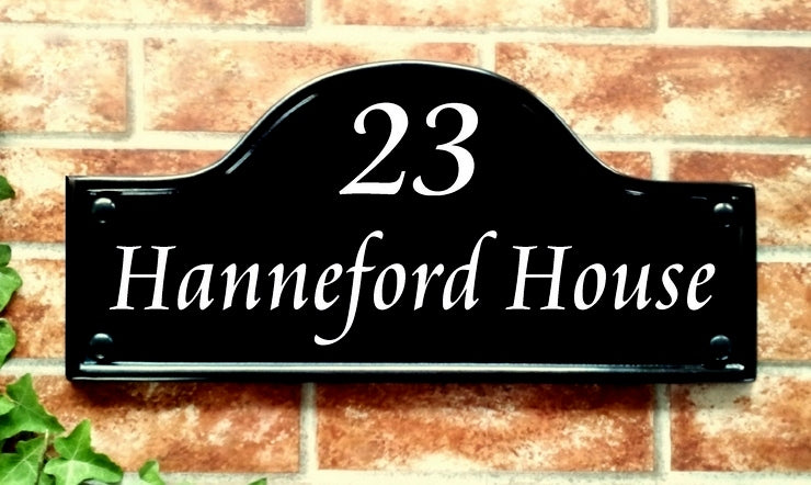 Personalised large bridge top house sign - custom mews style reflective plaque UK handcrafted