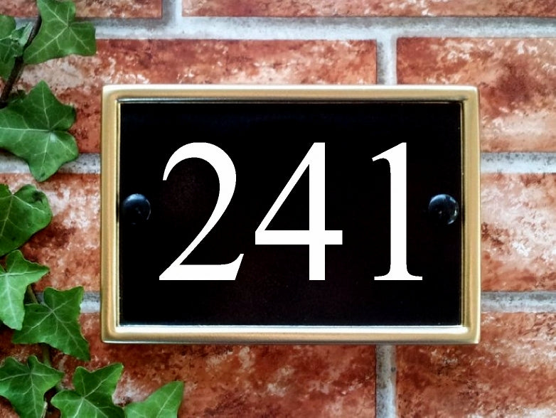 Classic rectangle house number sign 180mm - personalised cast iron style door number plaque UK