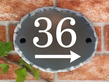 Bespoke small oval rustic door number - custom weatherproof house number sign UK