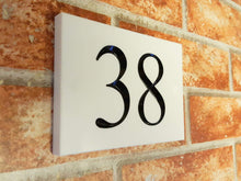 White engraved 2 digit house number sign  140mm x 100mm - House Sign Shop